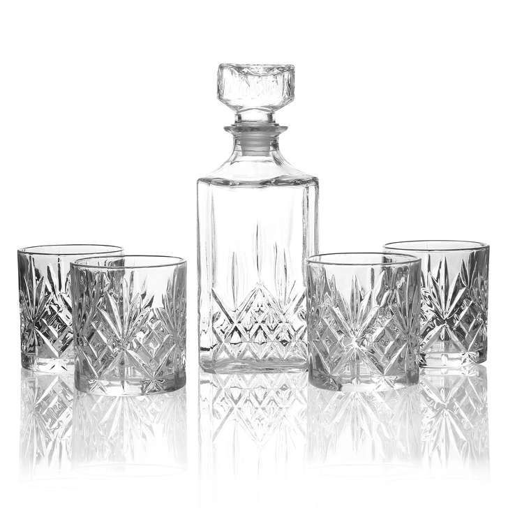 Whiskey Decanter & Set of 4 Tumblers £9.47 (£2.95 delivery) @ Roov