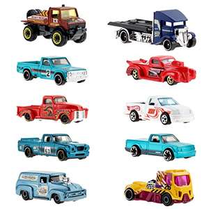 Hot Wheels Trucks 10-Pack, 10 Toy Semi-Trucks, Pickups, Construction Trucks, Big Rigs & Haulers, Modern & Retro Models,