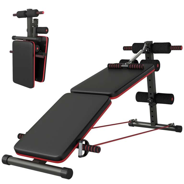 HOMCOM Foldable Sit Up Bench, Adjustable Abdominal Trainer for Home Gym