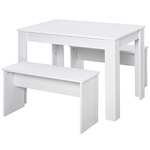 HOMCOM Kitchen Dining Table and 2 Benches Set