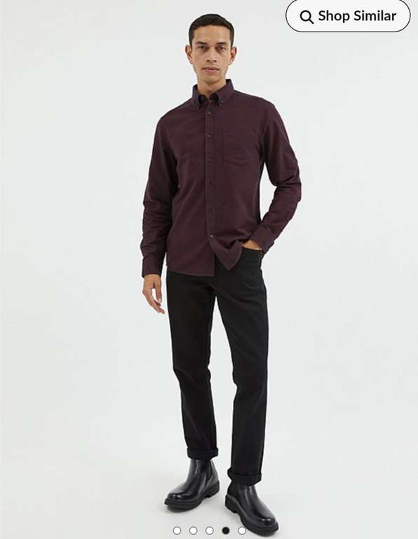 Burgundy Long Sleeve Slim Fit Oxford Shirt + Free Click and collect