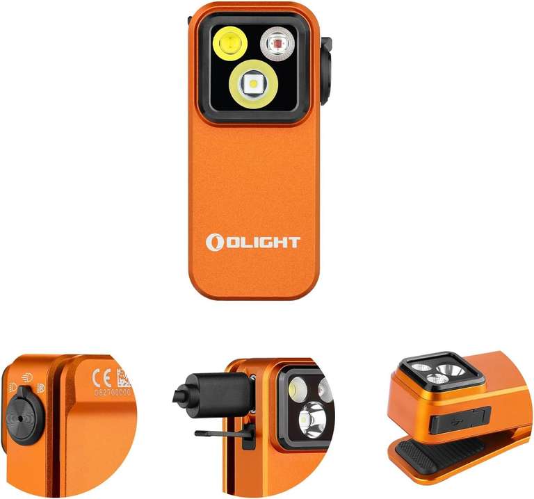 OLIGHT Oclip Pro 500 Lumens 3 Light Sources Clip on Torch, USB-C ...