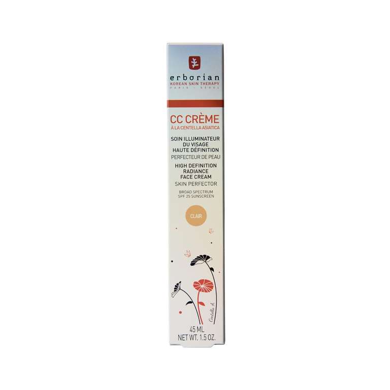 Erborian CC Cream with Centella Asiatica – Lightweight Skin Perfector Brightening Face Cream - Korean Skincare Cream - 45 ml