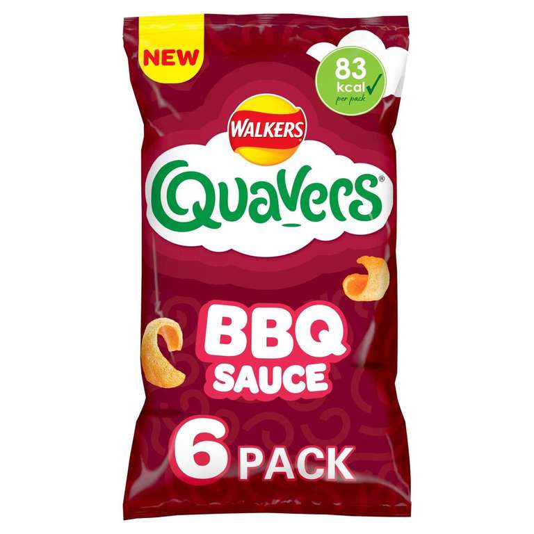 2 For £1.50 - Walkers Quavers BBQ Sauce 6 Packs - Middleton