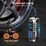 AsperX Tyre Inflator Air Compressor, 2X FASTER 160PSI Portable Cordless Electric Bike Pump - w/Code, Sold By JIAHONGJING STORE FBA
