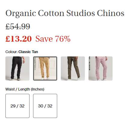 SuperDry Organic Cotton Studios Chinos [W/L of 29/32 and 30/32 available]
