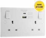 BG White Double Switched Socket +USB A+C £7 with Free Collection (lLmited Stores) @ Wilko