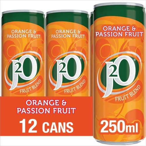 J2O Fruit Juice, Orange and Passionfruit, 250ml Cans (Pack of 12) - £5.40 S&S / £4.20 or less w/voucher