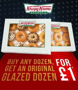 Buy any Dozen Doughnuts & get an Original Glazed Dozen for £1 @ Krispy Kreme
