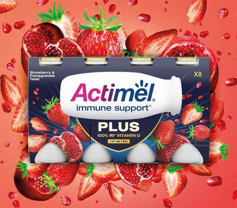 Actimel Plus Strawberry & Pomegranate Twist 8 Pack - Birstall