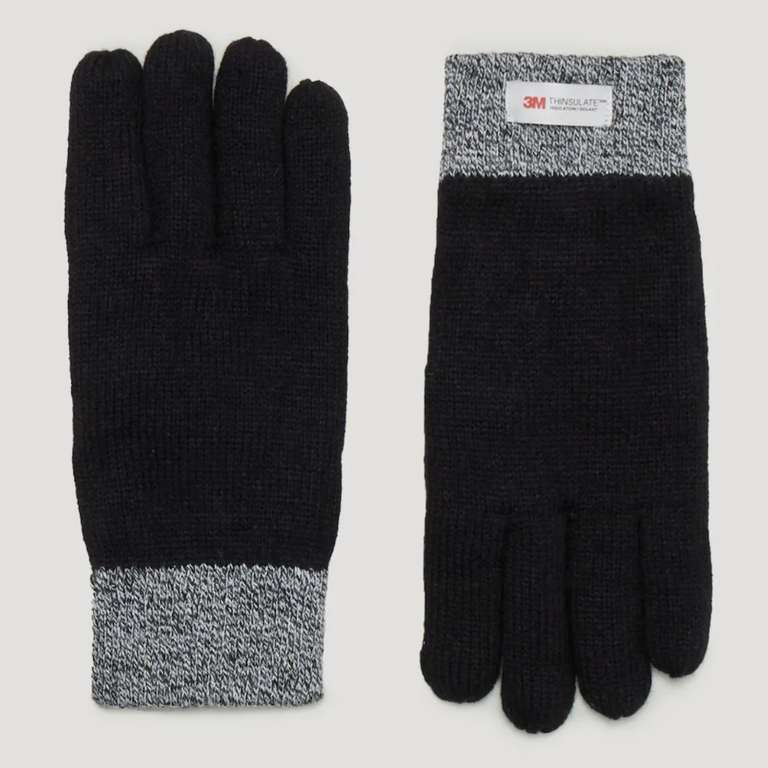 Men’s Thinsulate Black Gloves (Sizes S-XL) - £4.20 + Free Click & Collect @ Matalan