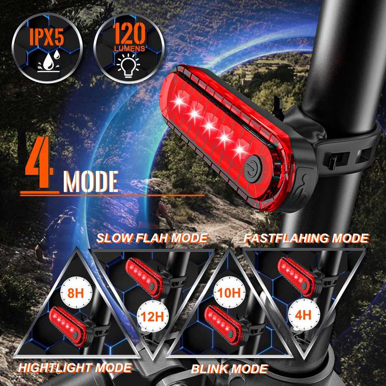 KTEBO Rechargeable Bike Lights Front and Back with Electronic Bell Set Sold by Ktebo / FBA