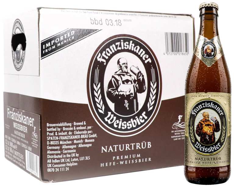 Franziskaner Weissbier German Beer, 12 x 500 ml ABV 5% £21.12 With S&S - Prime Deal