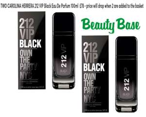 TWO CAROLINA HERRERA 212 VIP Black Eau De Parfum 100ml £78 - price will drop when 2 are added to the basket