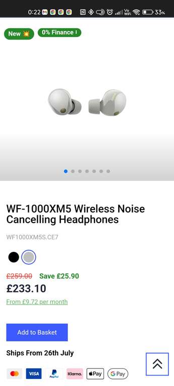 Sony WF-1000XM5 Wireless Noise Cancelling Earphones via UNIDAYS Portal