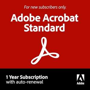 Adobe Acrobat Standard 12-Month Subscription with Auto-Renewal|PDF Software|Convert,Edit,E-Sign,Protect|PC/Mac (Auto Renews at £156)