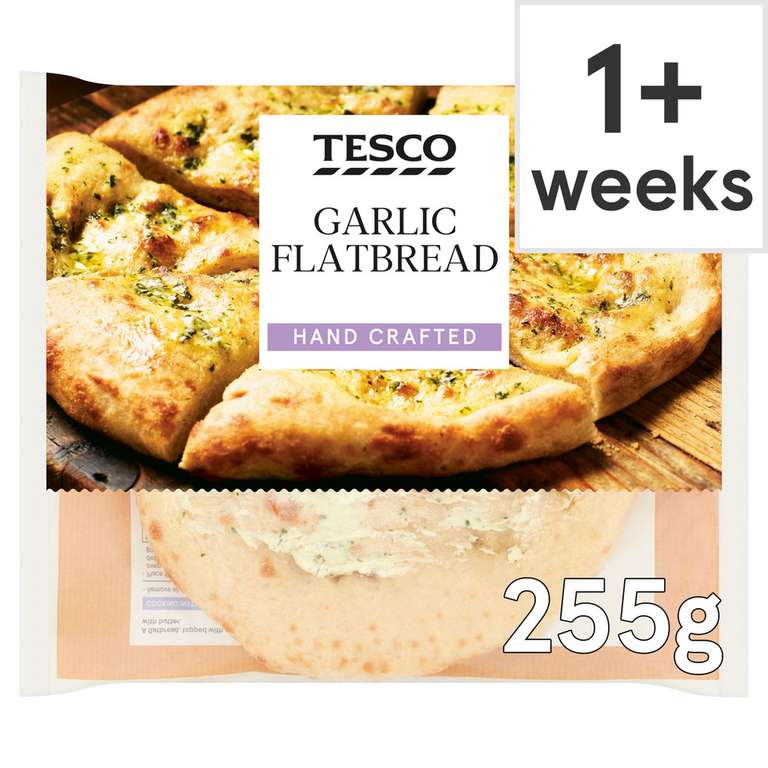 Tesco Garlic Flatbread 255G £1.15 Clubcard Price @ Tesco