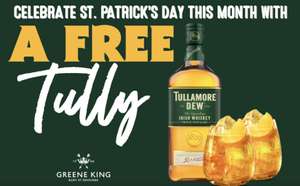 Free "Tully" Tullamore Dew Irish Whiskey at Greene King pubs