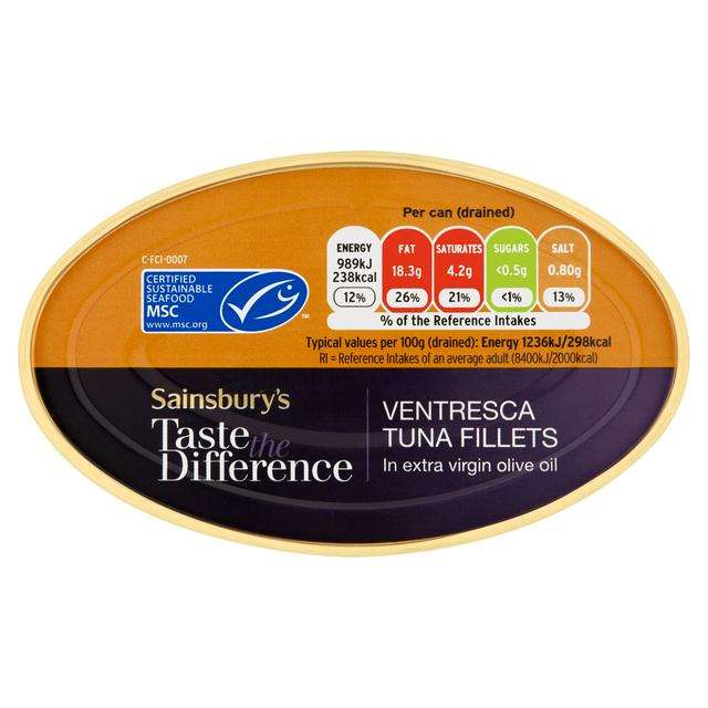 Sainsbury's Taste the Difference Ventresca Tuna Fillets in Olive Oil £1.30 with Nectar Prices @ Sainsbury's