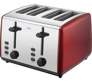 LOGIK 4-Slice Toaster - Red & Silver £6.97 / Cream & Silver £7.97 (free c+c)