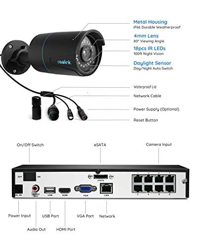 Reolink 5MP 8CH PoE CCTV Security Camera System with 2TB storage RLK8-510B4-A £335.99 with voucher @ Amazon / ReolinkEU