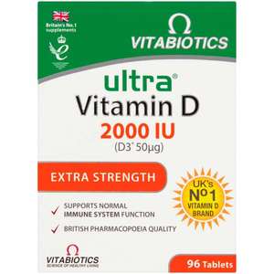 Vitabiotics Ultra Vitamin D3 2000IU 96 pack £4.50 Free Collection @ Wilko
