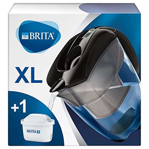 BRITA Elemaris XL water filter jug for reduction of chlorine, limescale and impurities, Includes 1 x MAXTRA+ filter cartridges, 3.5L -Black