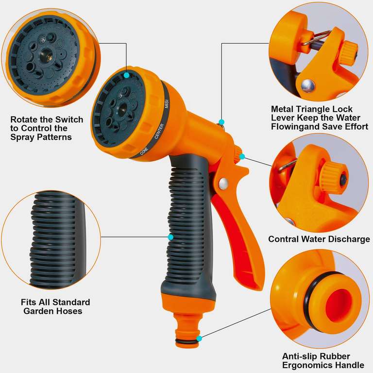Expandable Garden Hose 100ft,Expanding Hose Pipe with 10 Function Spray Gun, W/voucher Qshuo FBA