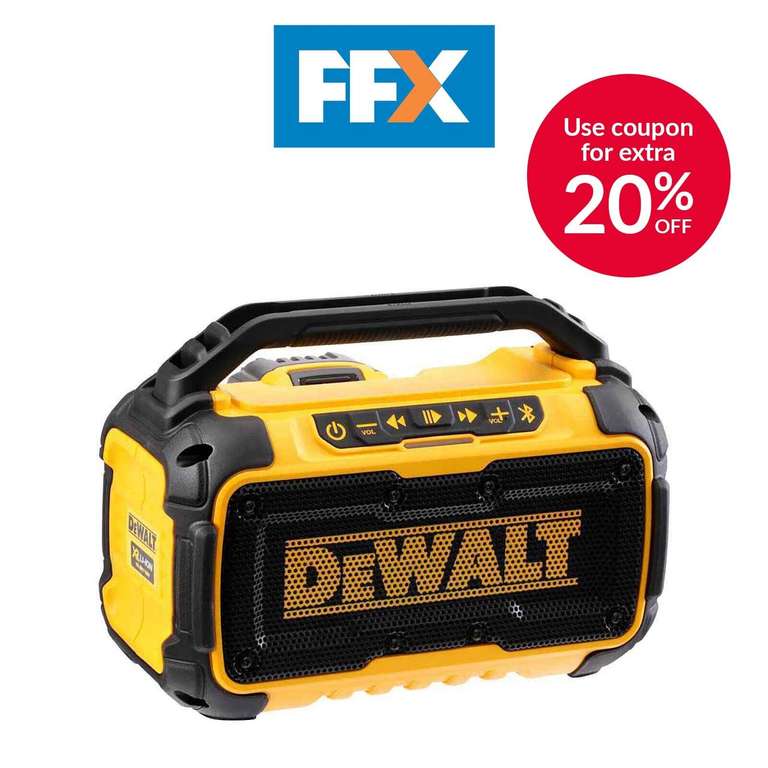 DeWalt DCR011-XJ 10.8v / 18v / 54v Bluetooth Speaker - £74.32 with code @ eBay / FFX