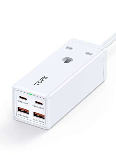 TOPK 65W USB C Charger ,4-Port Desktop USB Charging Station with 1.5M Extension cord £18.99 delivered, using voucher @ Amazon / TOPKDirect