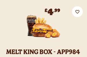 Melt King Box - A Classic or BBQ Melt, 3 Chilli Cheese Bites or 4 Onion Rings, regular fries & drink