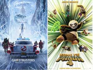 Cineworld Advance Cinema Film Tickets for Kung Fu Panda 4 / Ghostbusters Frozen Empire via Three+ App at cinema (+ 95p online fee)