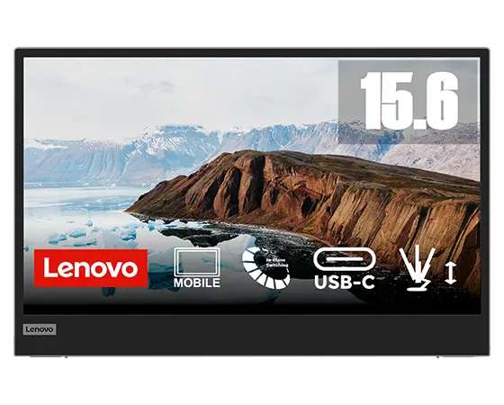 Lenovo L15 Portable Monitor - 15.6", 60 Hz, IPS, FHD (1920 x 1080), Height Adjust Stand, 2 x USB C - with code