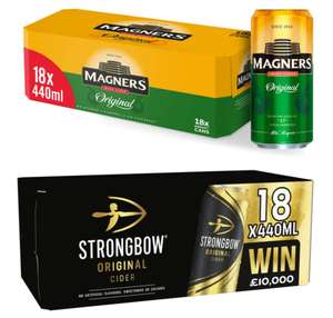 Magners Original Cider 18X440ml / Strongbow Original Cider 18X440Ml £10 Each (Clubcard Price) @ Tesco