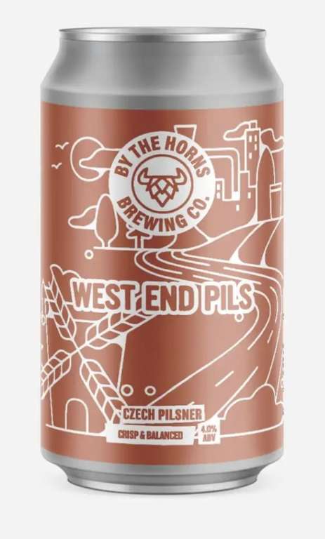 48 x By The Horns Brewing Co 'West End Pils' Czech Pilsner 330ml (Lager/Beer) Using £5 Welcome Code