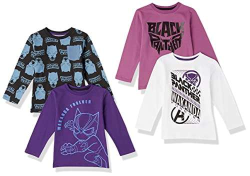 Amazon Essentials Disney | Marvel | Star Wars Boys and Toddlers' Long-Sleeve T-Shirts (Previously Spotted Zebra), Pack of 4. Age 4 years