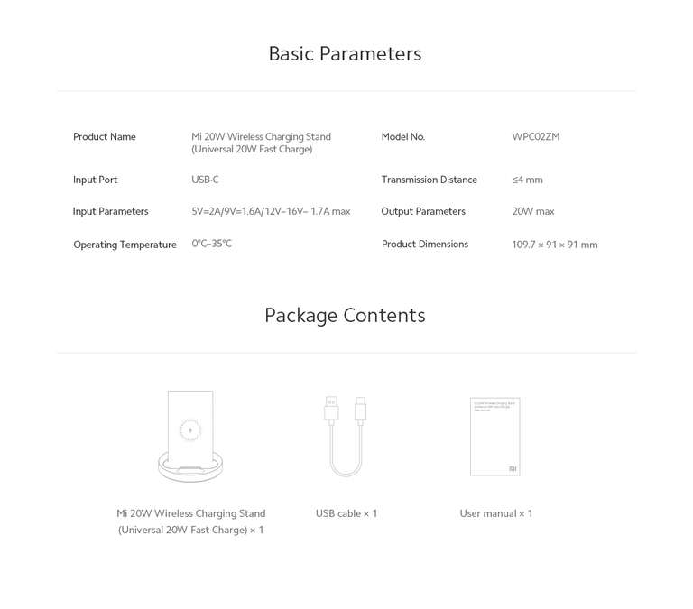 Xiaomi 20W wireless charging stand W/voucher