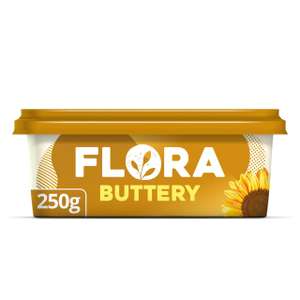 Flora Buttery Spread With Natural Ingredients - Palm Oil Free (Dairy Free & Vegan) 250g £1.00 / 1kg is £3.50