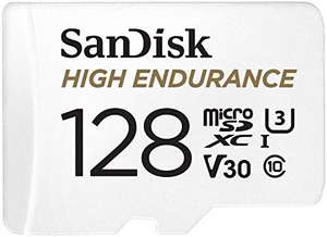 SanDisk 128GB High Endurance microSDXC card + SD adapter up to 10,000 Hours Full HD / 4K videos up to 100 MB/s - Sold By kayz goods FBA