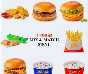 McDonalds Mix & Match - Any 3 items