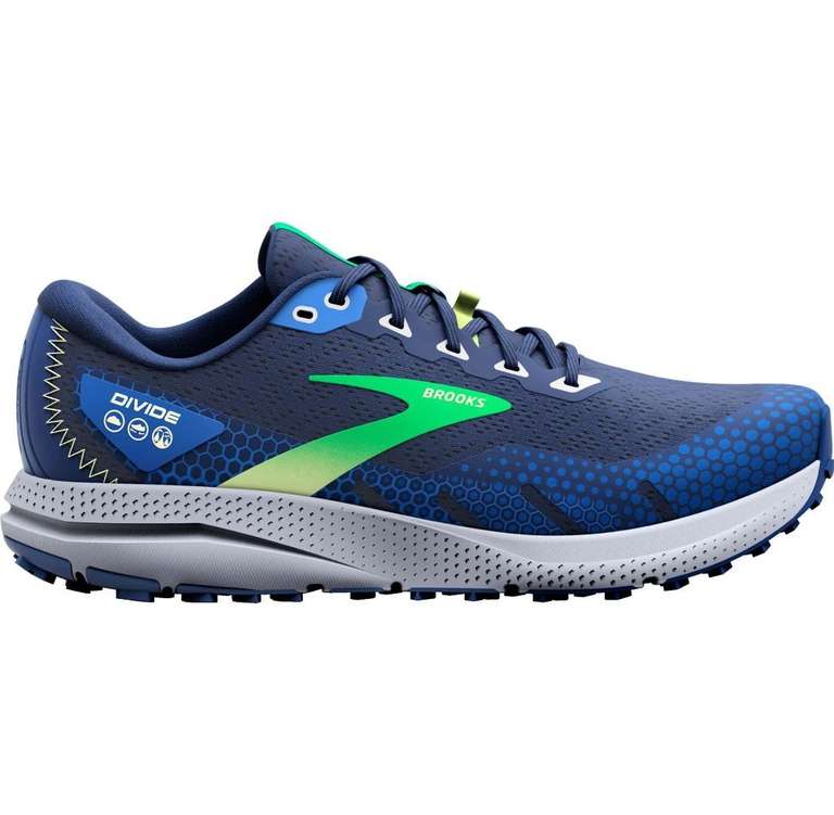 Brooks Divide 3 Mens Trail Running Shoes in sizes 7-12 Blue with code (+ free socks)