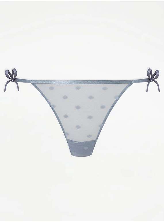 Blue Spotty Mesh Tie Up Thong, size 6 - free Click and Collect
