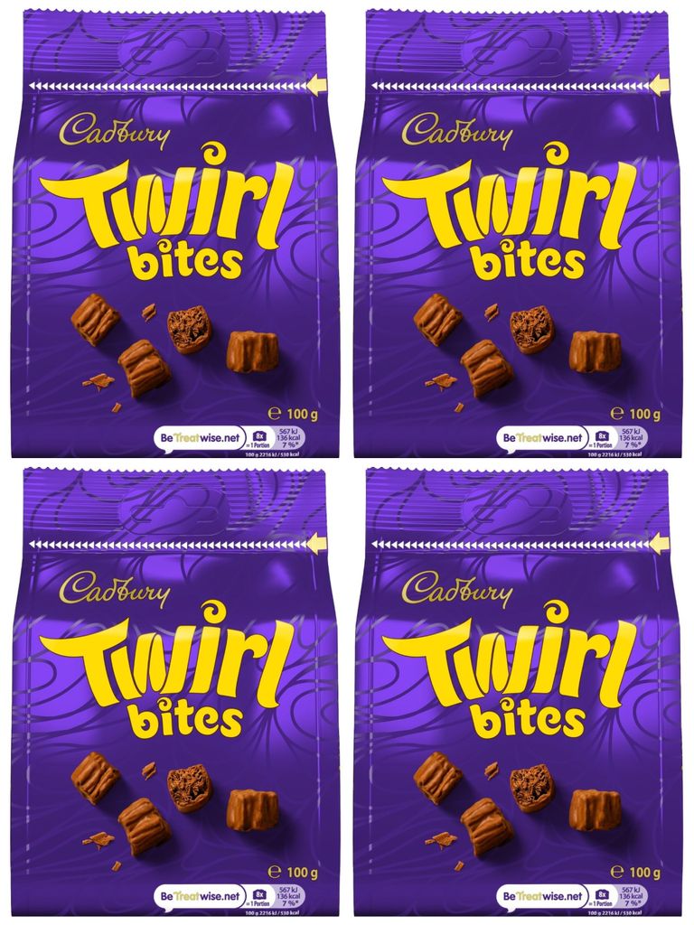 4 x Cadbury Milk Chocolate Twirl Bites, Sharing Bag, Bite Size Treats, 100g (£4.09 / £3.50 with S&S)