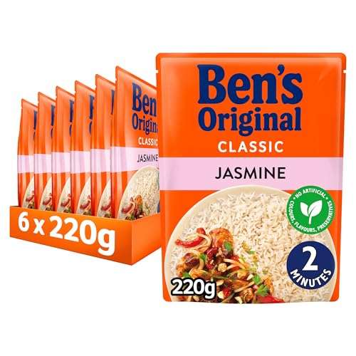 Ben's Original Jasmine Microwave Rice, Bulk Multipack 6 x 220g pouches