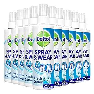 Dettol Laundry Spray Cotton 250ml X 10 Multipack of 10, Antibacterial - Fresh Cotton Fragrance £14.99 (Prime Exclusive) @ Amazon