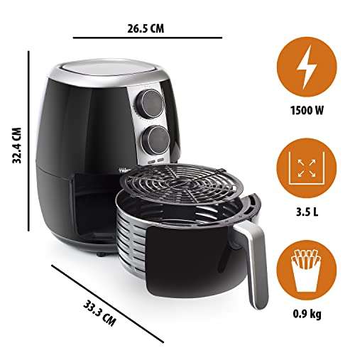 Tristar Hot Air Fryer/ Crispy Fryer XL with adjustable thermostat and timer - 66.7% less energy consumption - with 3.5 litre capacity