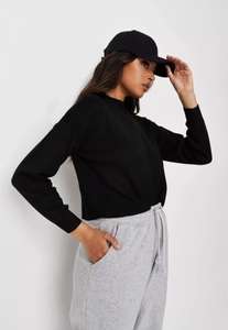 Extra 25% upto 60% plus Free Standard Delivery with Code Black funnel neck cropped jumper now £4.50 From Missguided