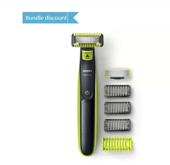 OneBlade Face and body shaver and trimmer with 4 accessories Now £27.36 With Code + Free Delivery @ Philips