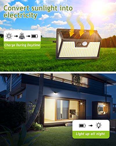 [2 Pack] Solar Security Lights Outdoor Motion Sensor, 320 LED 3 Modes Waterproof 280 Wide Angle Sold By MEIYIYUAN FBA
