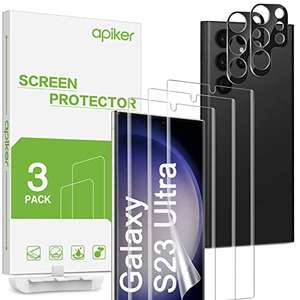 apiker 3+2 Pack Compatible with Samsung Galaxy S23 Ultra Screen Protector & Camera Lens Screen Protector Prime Exclusive Sold by APK Market